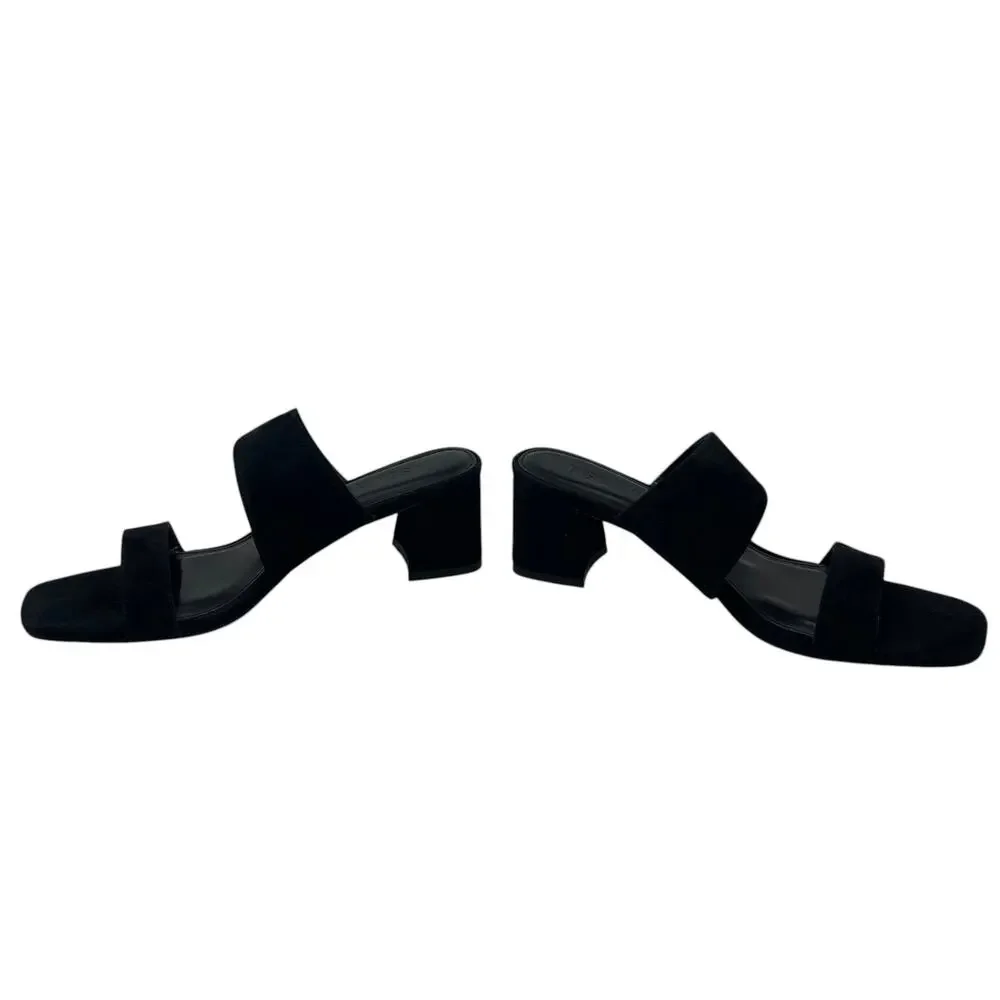 Jason Wu Jammie Black Suede Double Strap Block Heeled Sandals - Size 9.5